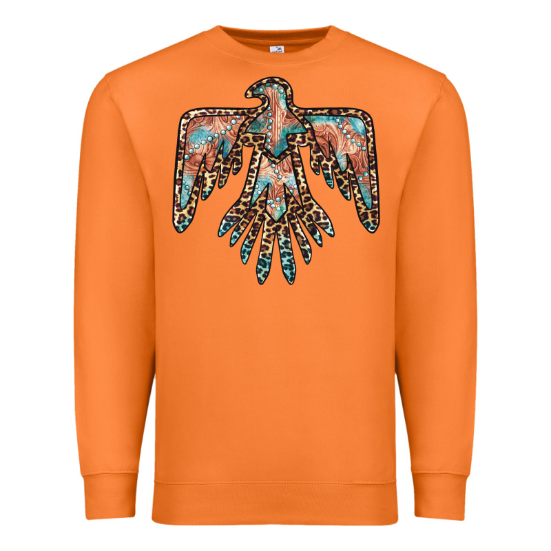 Thunderbird Leopard Leather Premium Sweatshirt by BarkalooDesign | Teevron