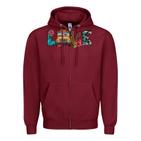 Burgundy love school bus Zipper Hoodie - Artiststas