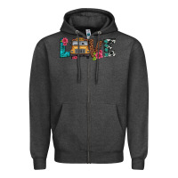 Charcoal Heather love school bus Zipper Hoodie - Artiststas