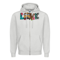 Dove Grey love school bus Zipper Hoodie - Artiststas