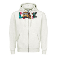 Oatmeal Heather love school bus Zipper Hoodie - Artiststas