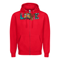 Red love school bus Zipper Hoodie - Artiststas