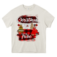 Cream Christmas With My Tribe Heavy Core Tee - Bettercallsaul