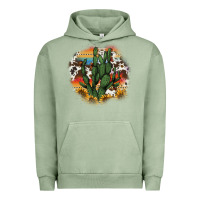 Pigment Oil Green cowhide aztec sunflowers cactus Urban Hoodie - AdoDesignShop