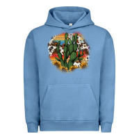Pigment Pebble Blue cowhide aztec sunflowers cactus Urban Hoodie - AdoDesignShop