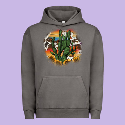Cowhide Aztec Sunflowers Cactus Urban Hoodie Designed By Adodesignshop