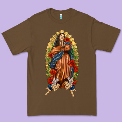 Lady Of Guadalupe With Roses Premium Tee Designed By Texasbilliewilder