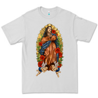 Dove Grey Lady of Guadalupe with Roses Premium Tee - texasbilliewilder