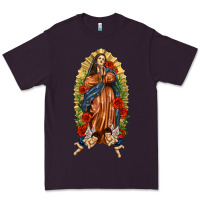 Plum Lady of Guadalupe with Roses Premium Tee - texasbilliewilder