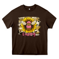 Chocolate Brown bee happy Heavy Core Tee - JahusDesignShop
