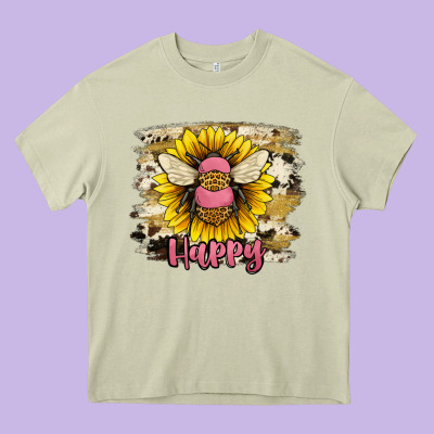 Bee Happy Heavy Core Tee Designed By Jahusdesignshop