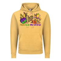 Vintage Mustard peace love mardi gras olivia Vintage Hoodie - OliviaCreatesArt