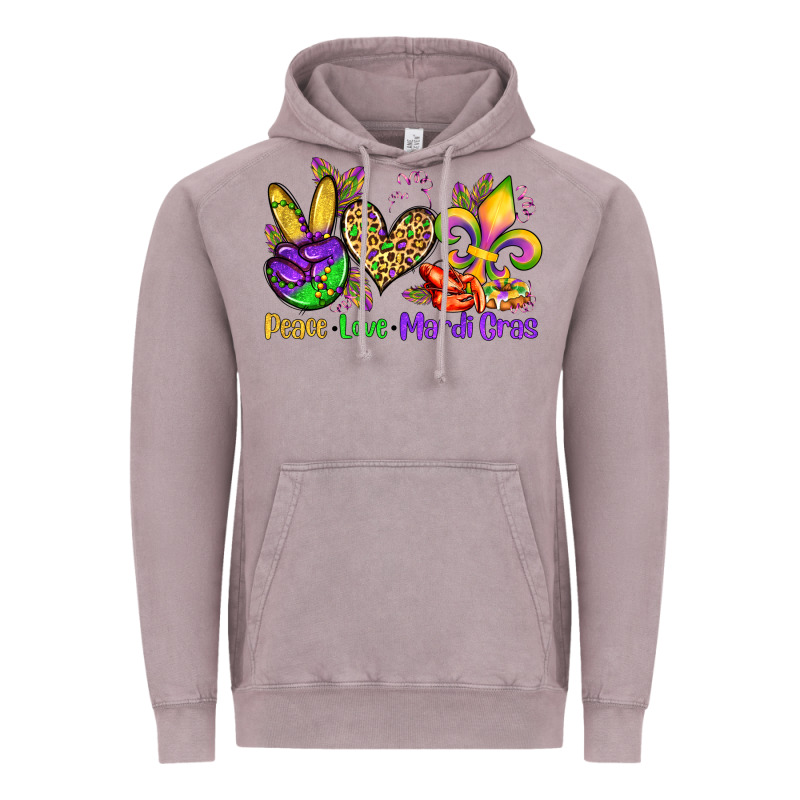 Peace Love Mardi Gras Olivia Vintage Hoodie by OliviaCreatesArt | Teevron
