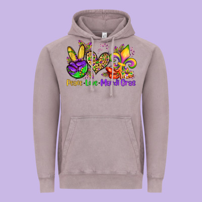 Peace Love Mardi Gras Olivia Vintage Hoodie Designed By Oliviacreatesart