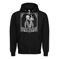 Black The Lovers Tarot Card Skeleton Valentines Halloween Occult Zipper Hoodie - longCreatives