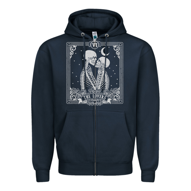 The Lovers Tarot Card Skeleton Valentines Halloween Occult Zipper Hoodie by longCreatives | Teevron