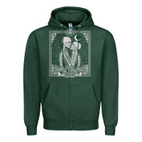Sports Green The Lovers Tarot Card Skeleton Valentines Halloween Occult Zipper Hoodie - longCreatives