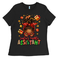 Black santa's favorite assistant afro messy bun Ladies Tee - texasbilliewilder