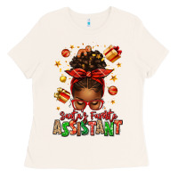 Bone santa's favorite assistant afro messy bun Ladies Tee - texasbilliewilder
