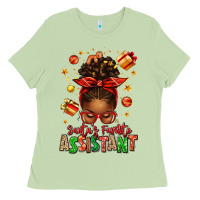 Matcha santa's favorite assistant afro messy bun Ladies Tee - texasbilliewilder