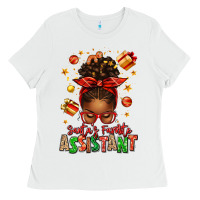 White santa's favorite assistant afro messy bun Ladies Tee - texasbilliewilder