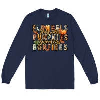 Navy flannels hayrides pumpkins  bonfires Long Sleeve Tee - FaDigitalArtStudio