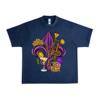 Navy Fleur de lis Mardi Gras Urban Heavy Tee - HowdyJamesFarm