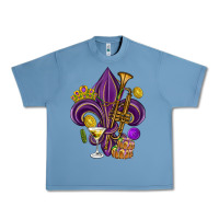 Pebble Blue Fleur de lis Mardi Gras Urban Heavy Tee - HowdyJamesFarm
