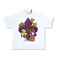 White Fleur de lis Mardi Gras Urban Heavy Tee - HowdyJamesFarm