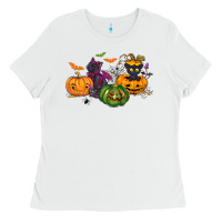 Black Cat And Pumpkin Ladies Tee | Teevron