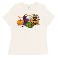 Bone Black cat and pumpkin Ladies Tee - NancyCooperArtShop