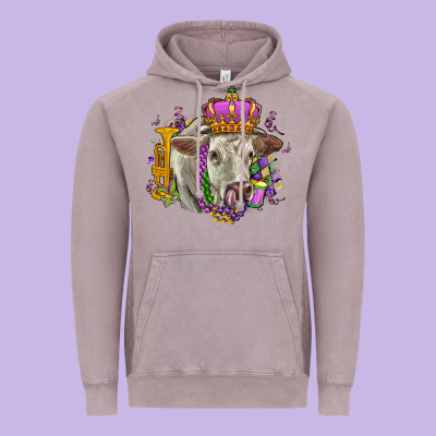 Charolais Mardi Gras Vintage Hoodie Designed By Oliviacreatesart