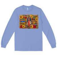 Colony Blue Our Lady Of Guadalupe Glitter Leopard Flowers Long Sleeve Tee - FaDigitalArtStudio