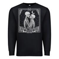 Black The Lovers Tarot Card Skeleton Valentines Halloween Occult Premium Sweatshirt - longCreatives