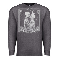 Charcoal Heather The Lovers Tarot Card Skeleton Valentines Halloween Occult Premium Sweatshirt - longCreatives