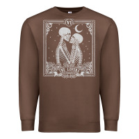 Chestnut The Lovers Tarot Card Skeleton Valentines Halloween Occult Premium Sweatshirt - longCreatives