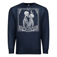 Navy The Lovers Tarot Card Skeleton Valentines Halloween Occult Premium Sweatshirt - longCreatives