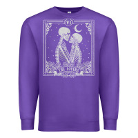 Purple The Lovers Tarot Card Skeleton Valentines Halloween Occult Premium Sweatshirt - longCreatives
