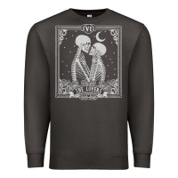 Smoke The Lovers Tarot Card Skeleton Valentines Halloween Occult Premium Sweatshirt - longCreatives