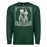 Sports Green The Lovers Tarot Card Skeleton Valentines Halloween Occult Premium Sweatshirt - longCreatives