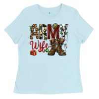 Baby Blue Christmas Army wife Ladies Tee - NancyCooperArtShop