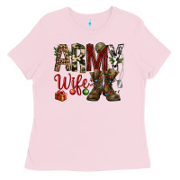Bubblegum Pink Christmas Army wife Ladies Tee - NancyCooperArtShop