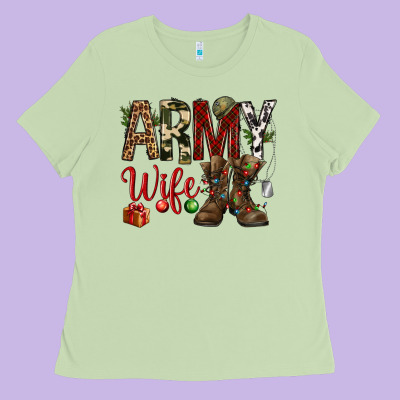 Christmas Army Wife Ladies Tee Designed By Nancycooperartshop