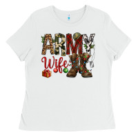White Christmas Army wife Ladies Tee - NancyCooperArtShop