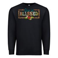 Black she is blesssed floral Premium Sweatshirt - BarkalooDesign