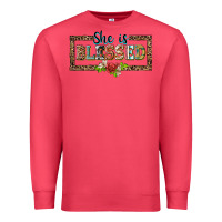 Cardinal she is blesssed floral Premium Sweatshirt - BarkalooDesign