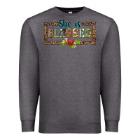 Charcoal Heather she is blesssed floral Premium Sweatshirt - BarkalooDesign