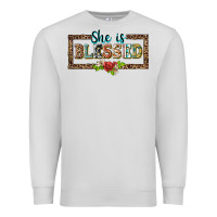 Dove Grey she is blesssed floral Premium Sweatshirt - BarkalooDesign