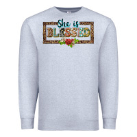Heather Grey she is blesssed floral Premium Sweatshirt - BarkalooDesign