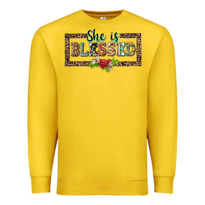 She Is Blesssed Floral Premium Sweatshirt by BarkalooDesign | Teevron